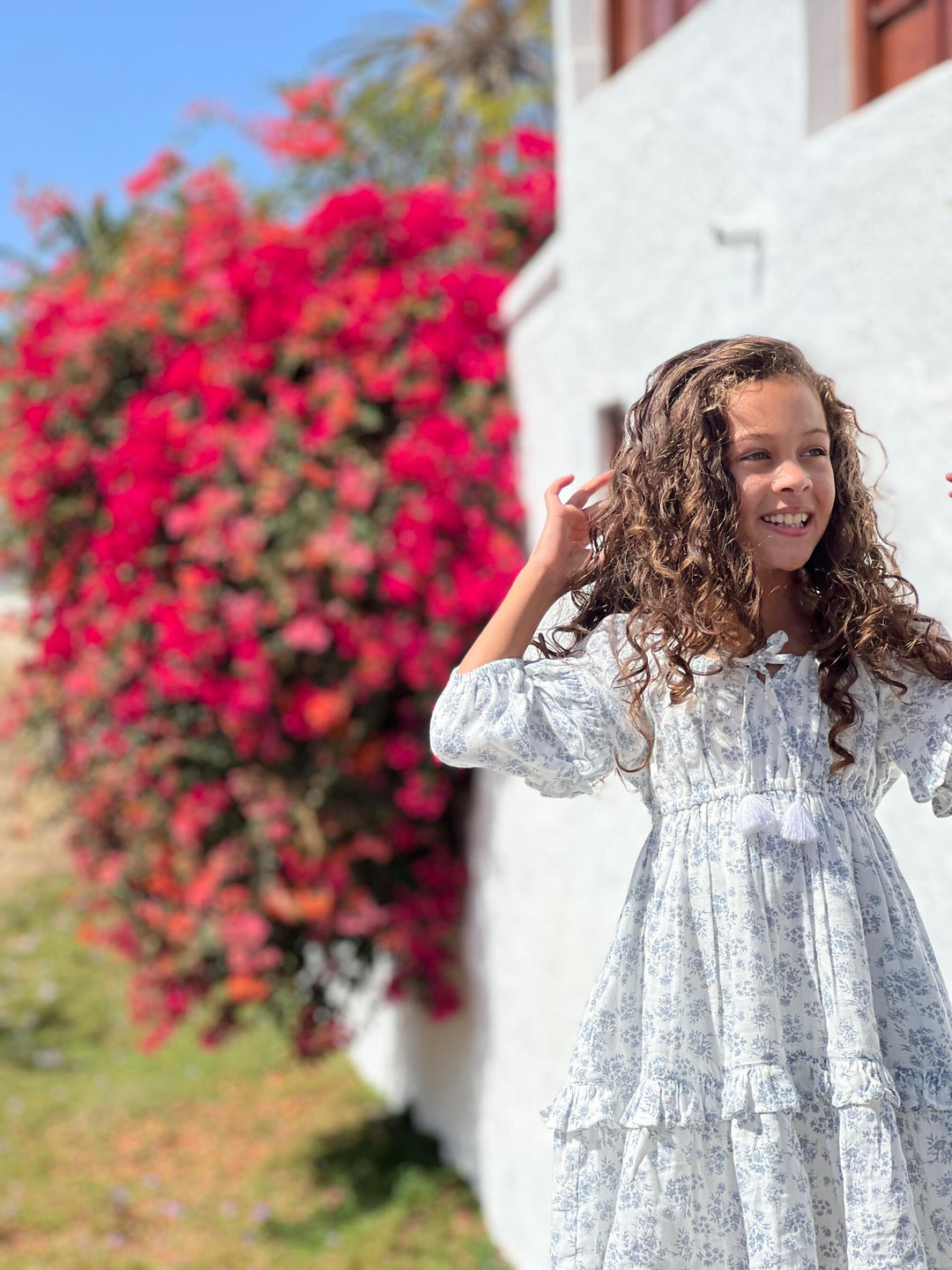 Gypsy Dress - Ivory / Grey Floral