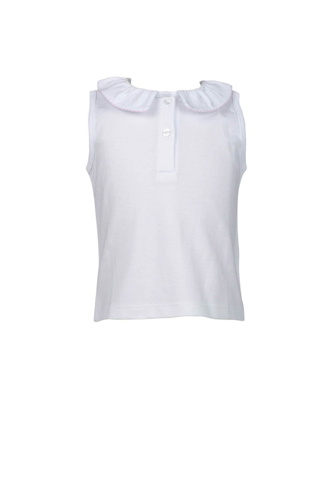 Ruffled Peter Pan Sleeveless Top with Trim