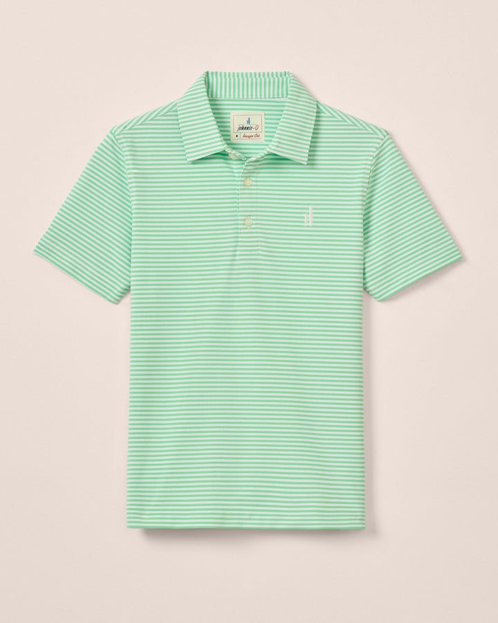 Performance Mesh Jr. Polo - Hunter Stripe