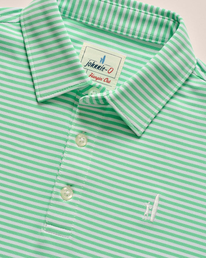 Performance Mesh Jr. Polo - Hunter Stripe