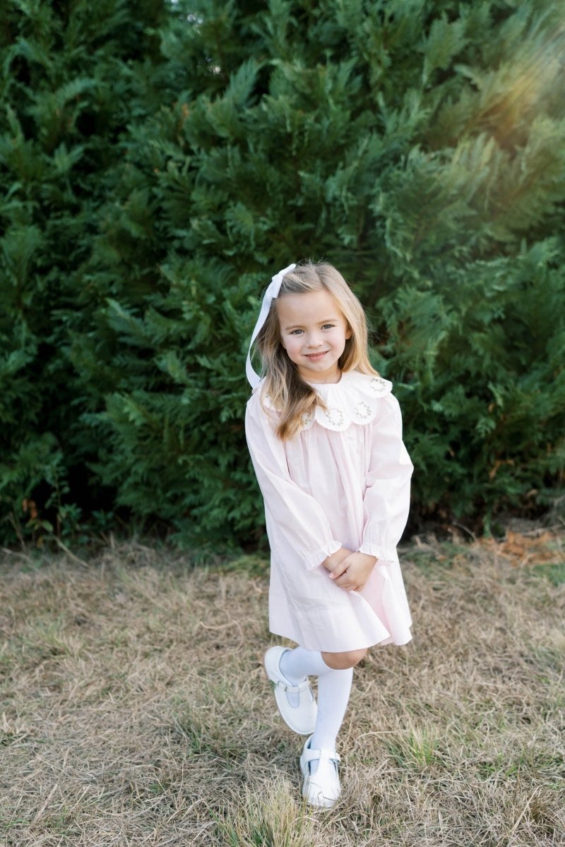 Chloe Dress - Wreaths Pink Batiste