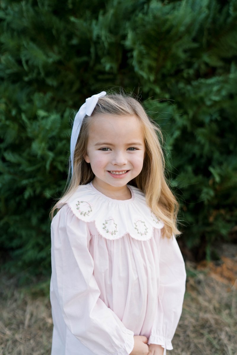 Chloe Dress - Wreaths Pink Batiste