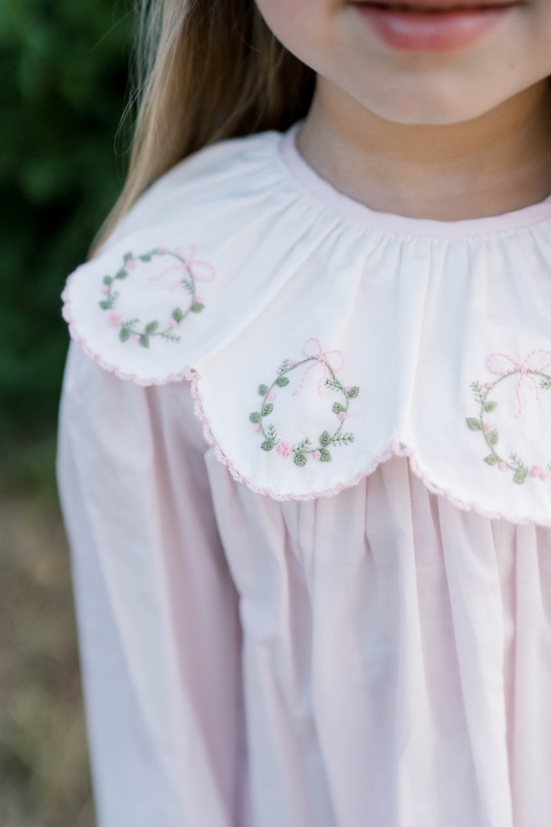 Chloe Dress - Wreaths Pink Batiste