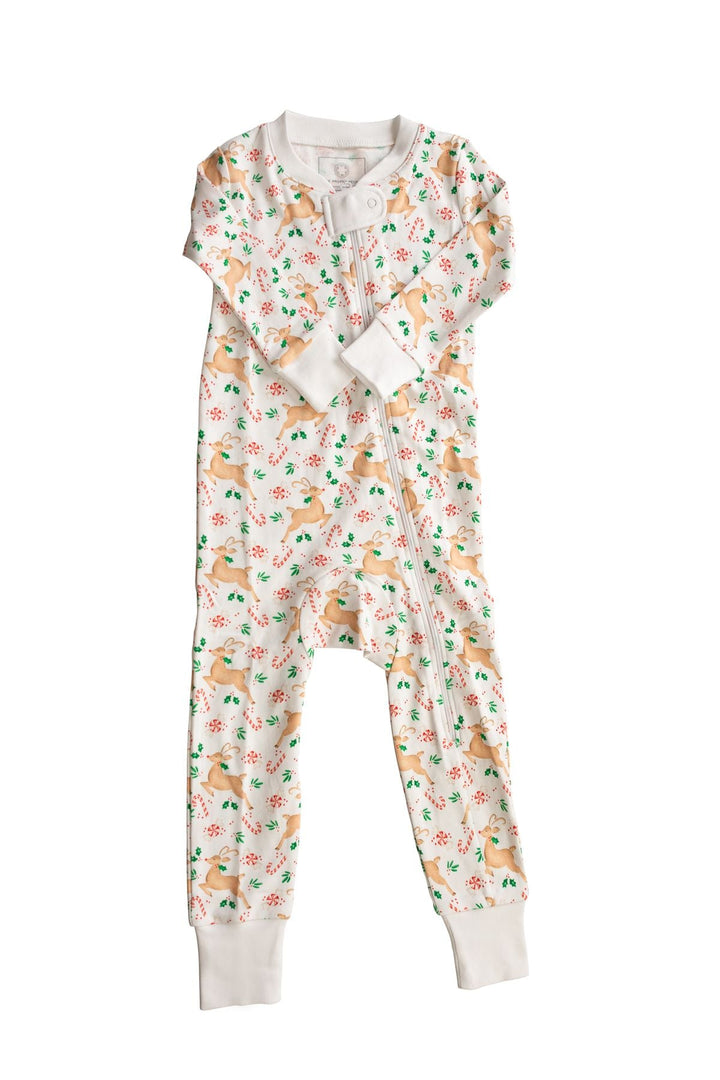 Prancer Footie Zipper Pajamas