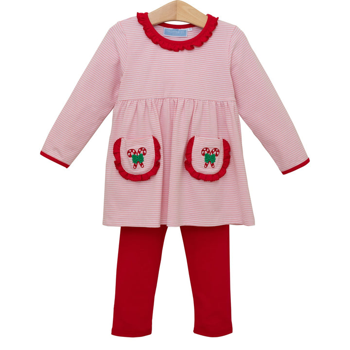 Candy Came Embroidered Ruffle Pants Set