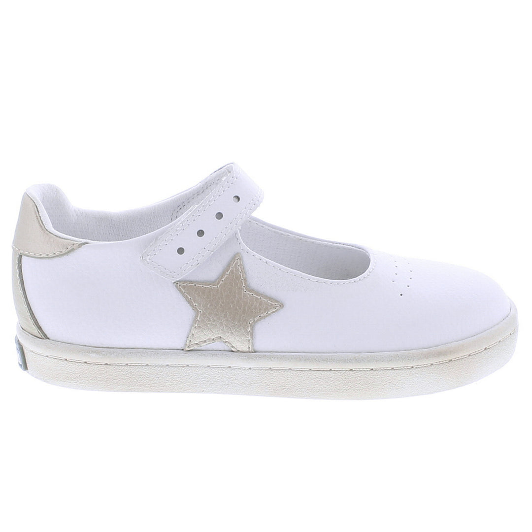 Stella Leather Mary Jane Sneaker - White / Gold