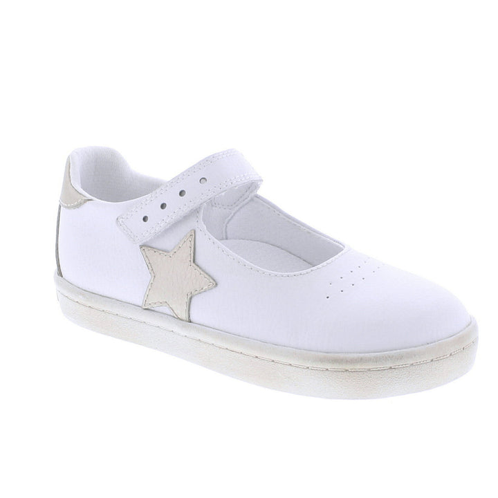 Stella Leather Mary Jane Sneaker - White / Gold