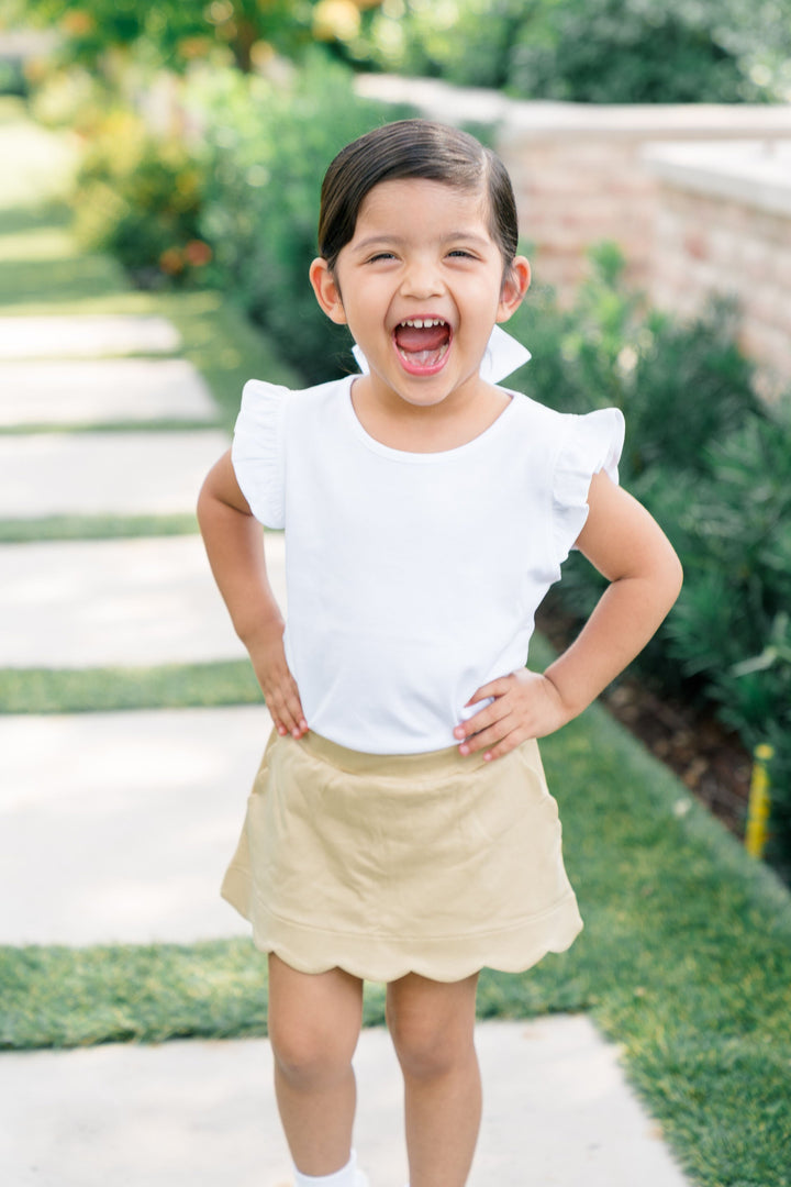 Khaki Scallop Skort
