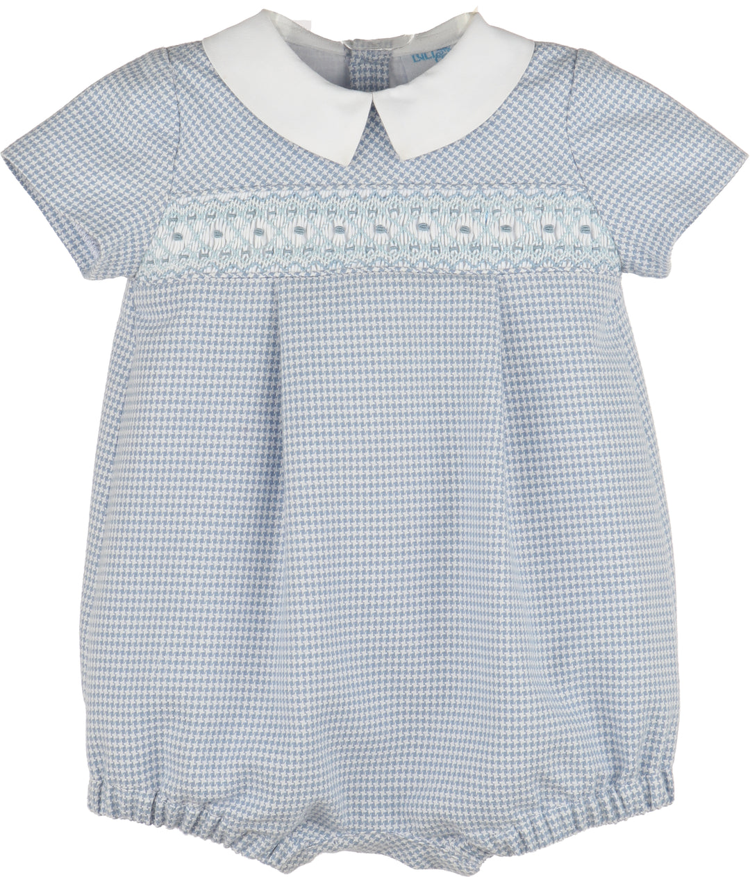 Checks Smocked Boy Bubble - Blue