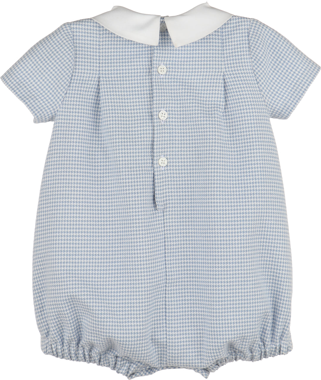 Checks Smocked Boy Bubble - Blue