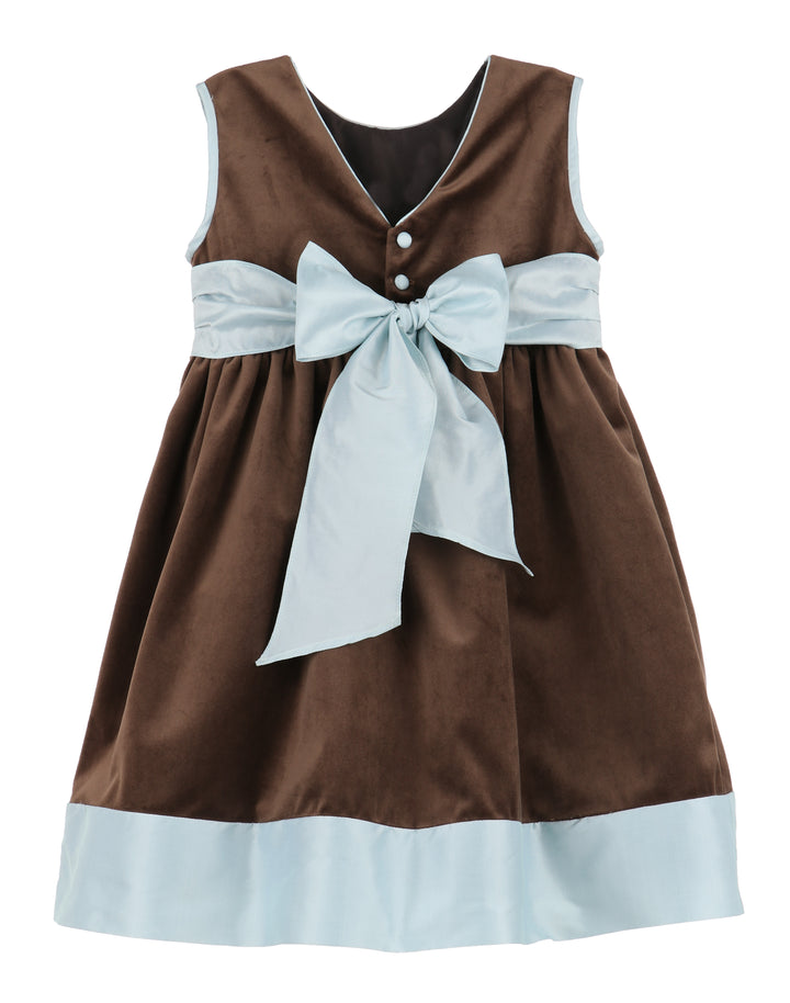 Cocoa Velvet Dress with Sash