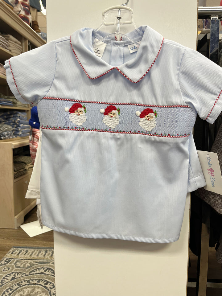 Drew Smocked Short Set- Santa