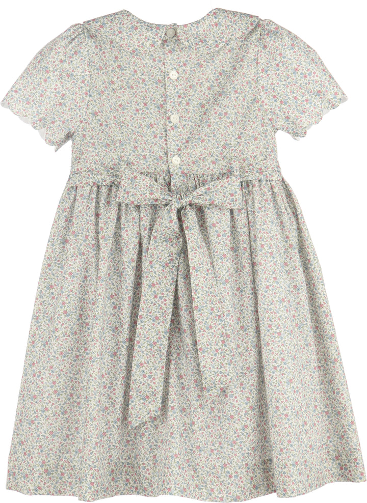 Fall Blossom Smocked Dress - Blue
