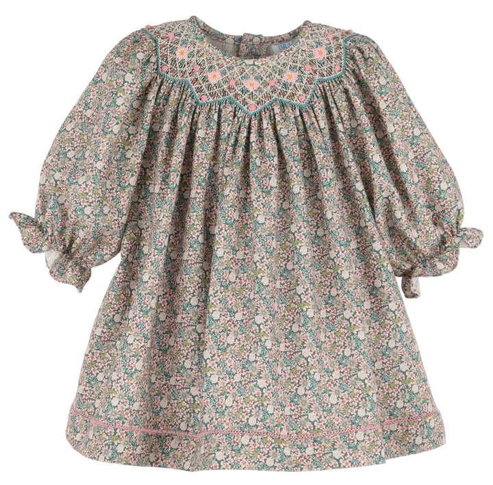 Forest Floral Smocked Bishop Dress