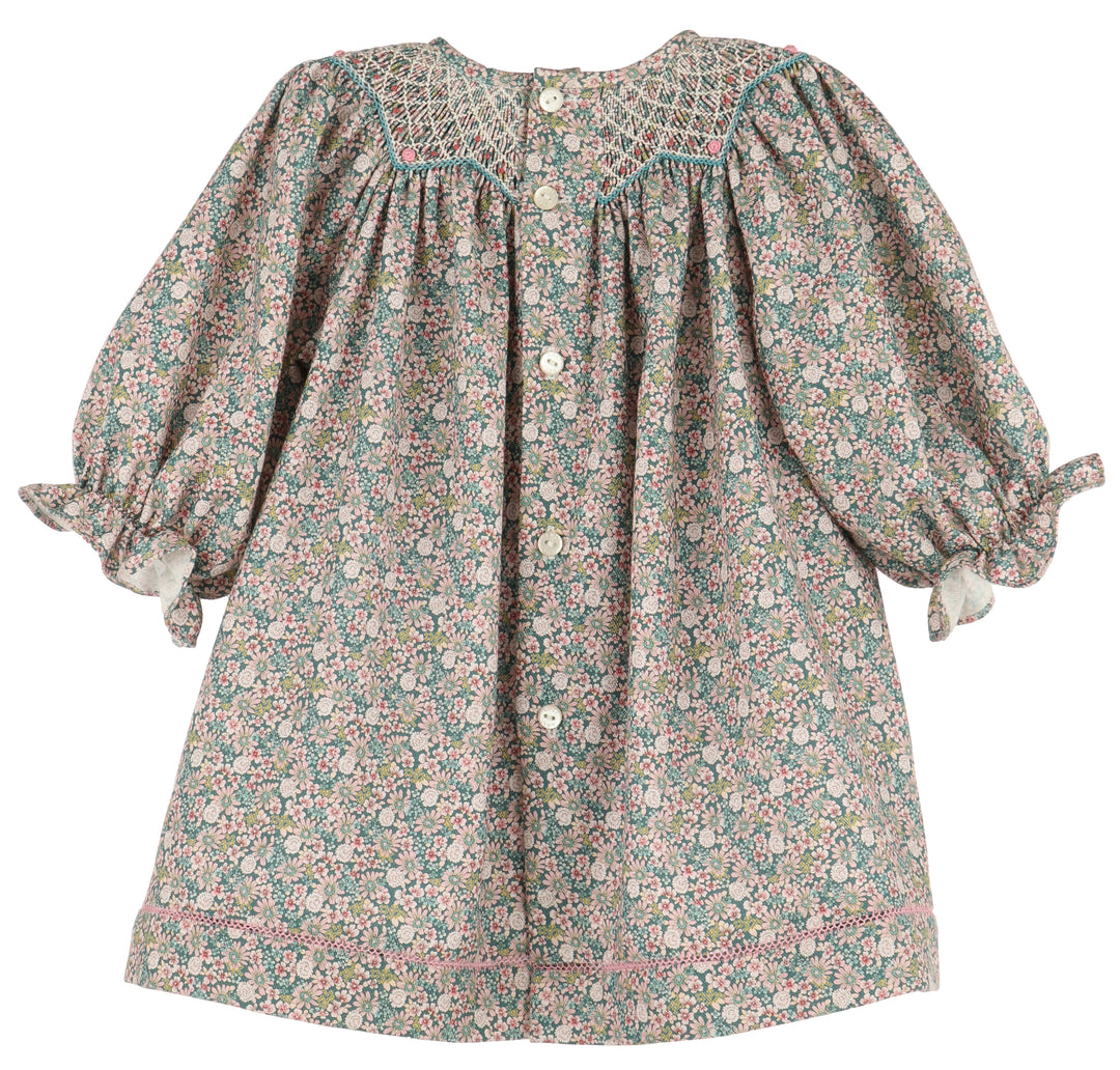 Forest Floral Smocked Bishop Dress