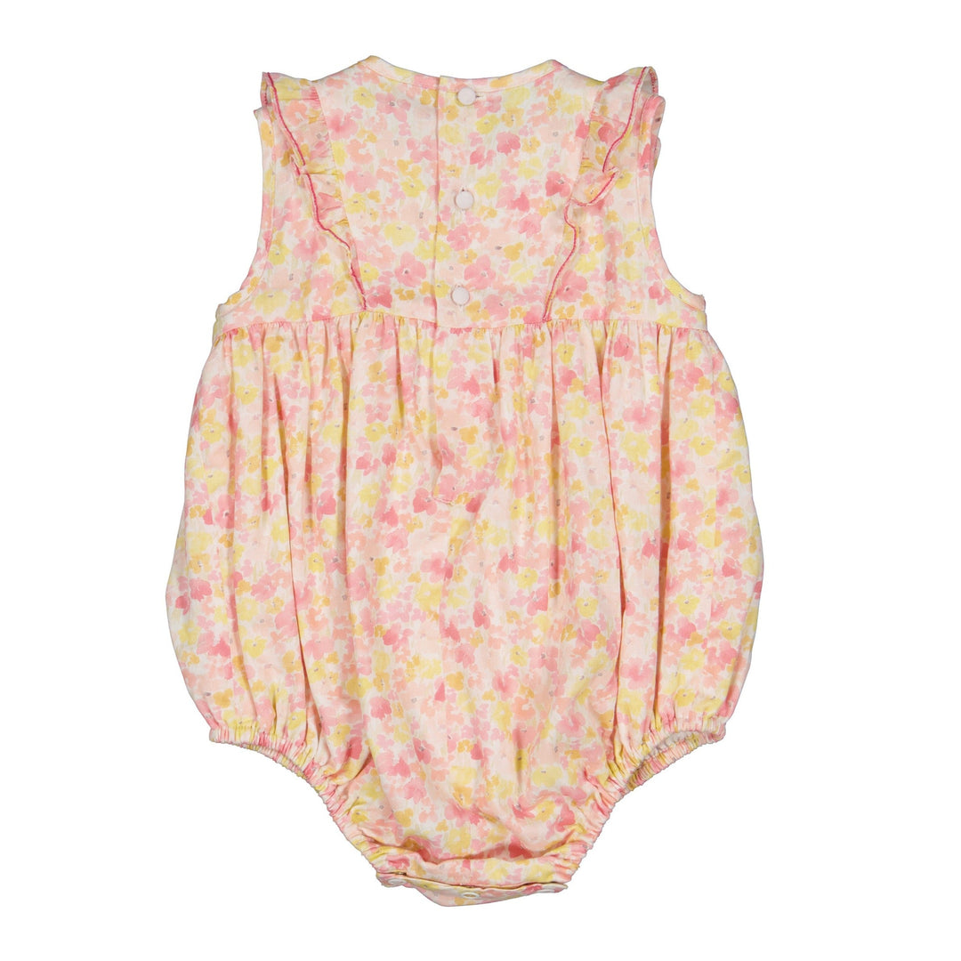 Iris Bubble Floral Smocked Bubble - Pink