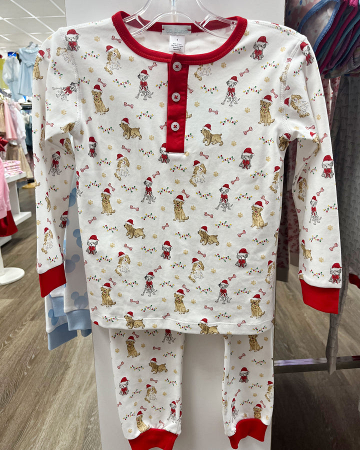 Long-Sleeve Boy PJs - Santa Puppy