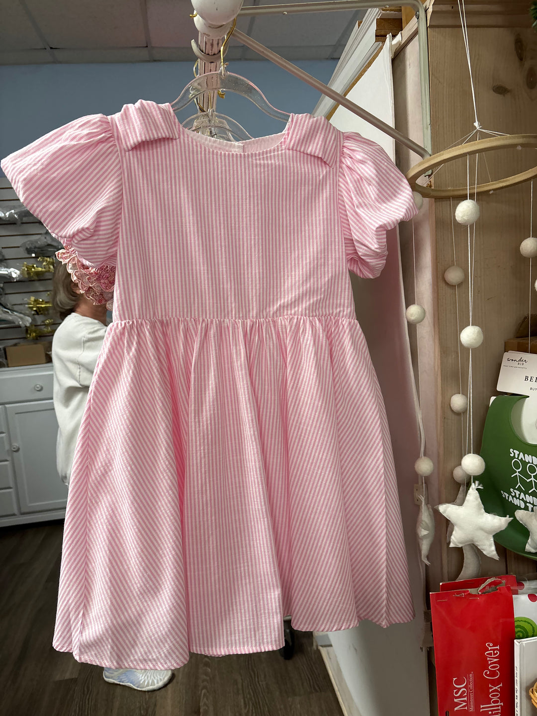 Pearl Dress - Pink Stripe