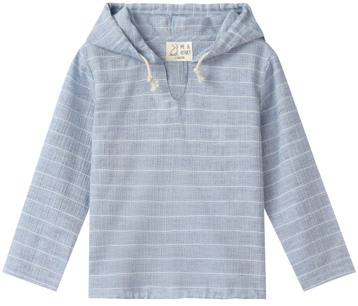 St Ives Hooded Woven Top - Blue Chambray