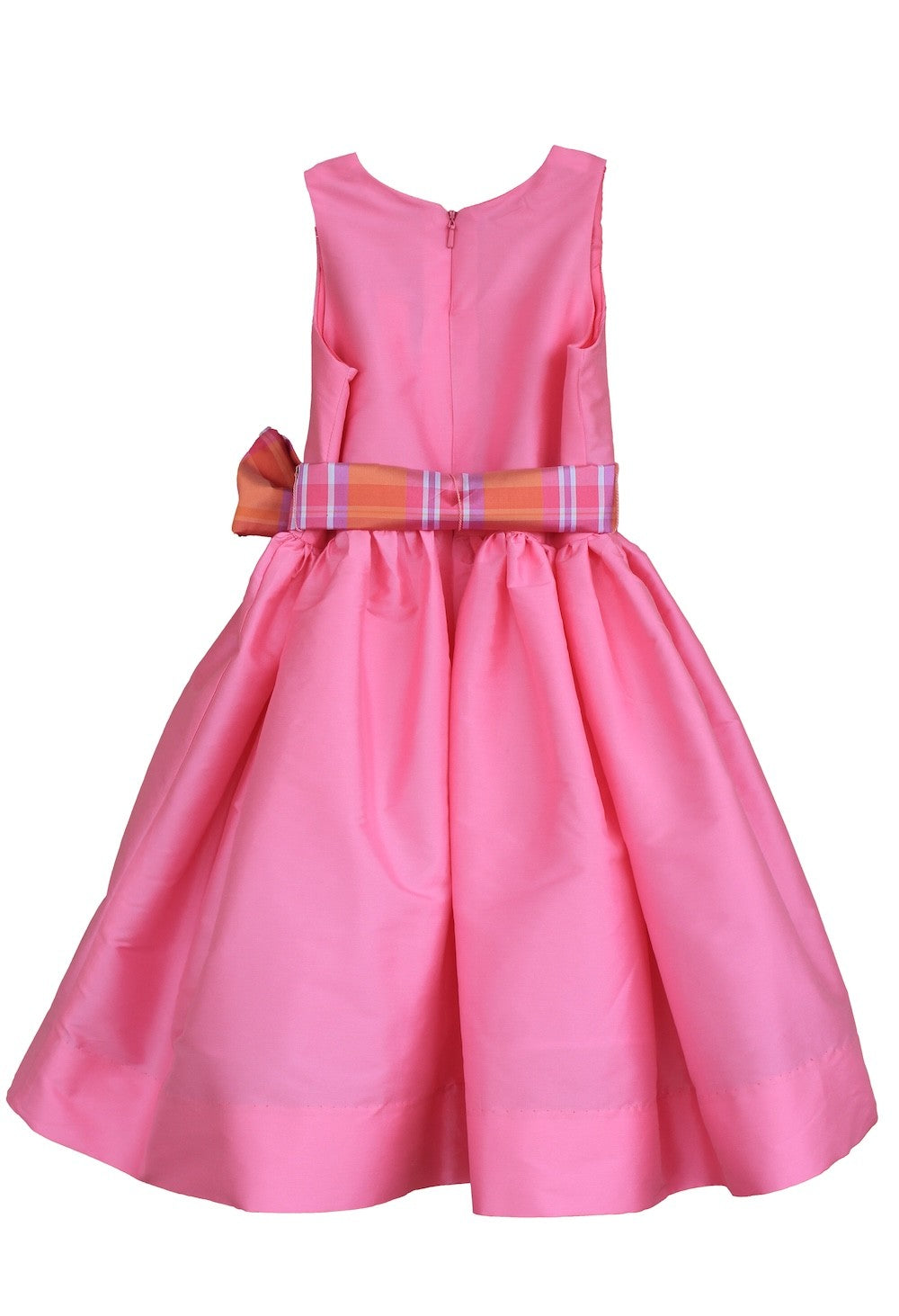 Candy Pink Dress with Plaid Sash