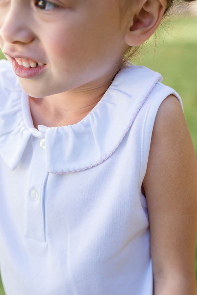 Ruffled Peter Pan Sleeveless Top with Trim