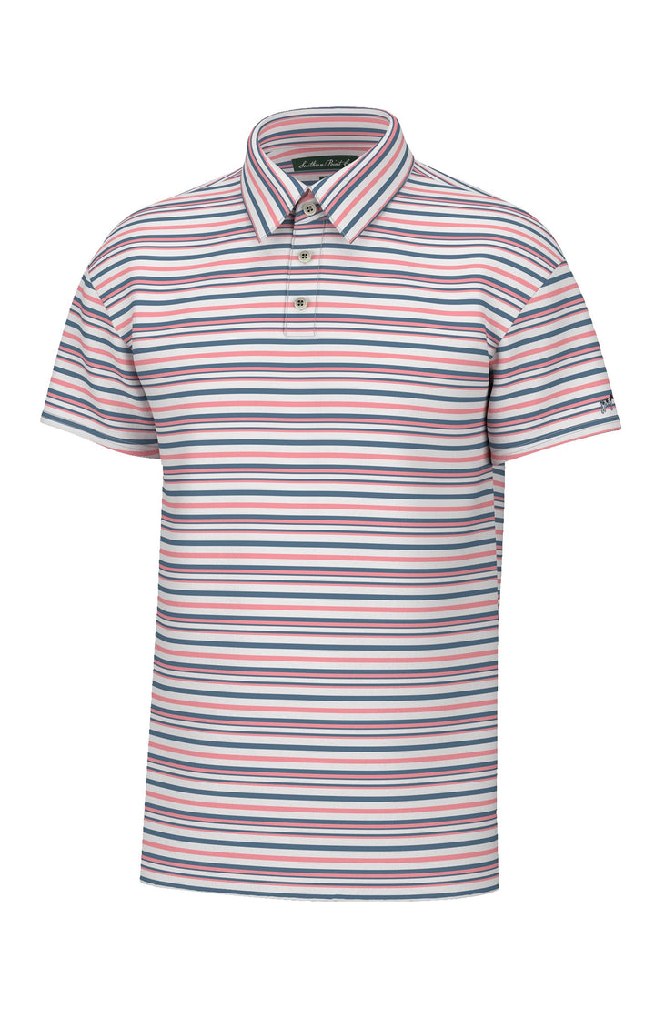 Performance Polo - Valley Stripe Flamingo