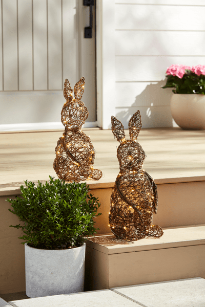 Rattan LED Bunny Sitter