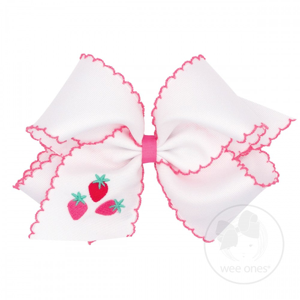 Wee Ones Moonstitch Embroidered Strawberry Bow