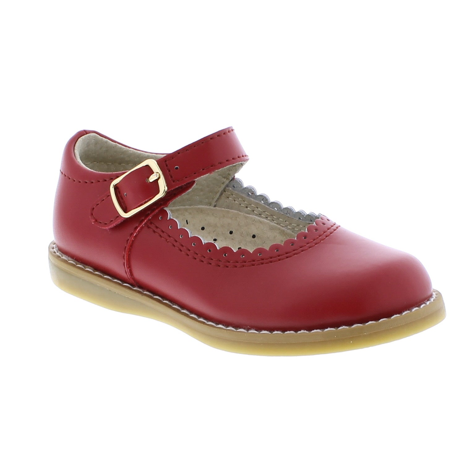 L'Amour Girls Classic 751 Red Leather Mary Janes – Babychelle