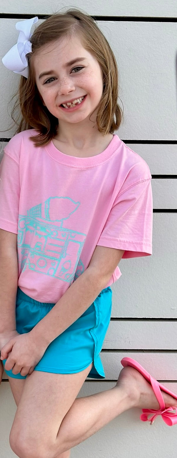 Ice Cream Truck Short Sleeve Shirt - Light Pink