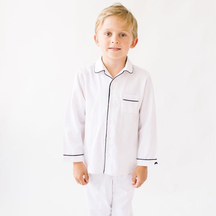 Petite Plume Classic Pajamas White & Navy